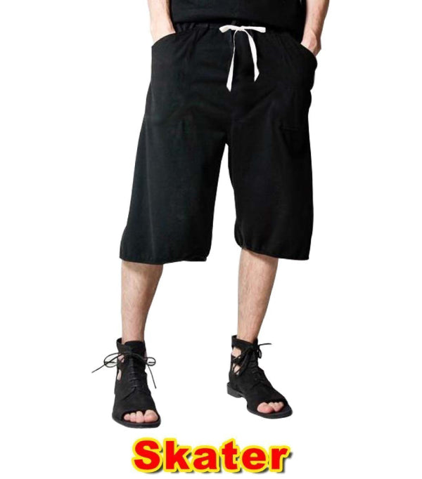 Stretch Unisex Skater - 2 Side Pockets, 1 Back Pocket, Elasticated Twill Drawstring (White), Inseam 17 Inches