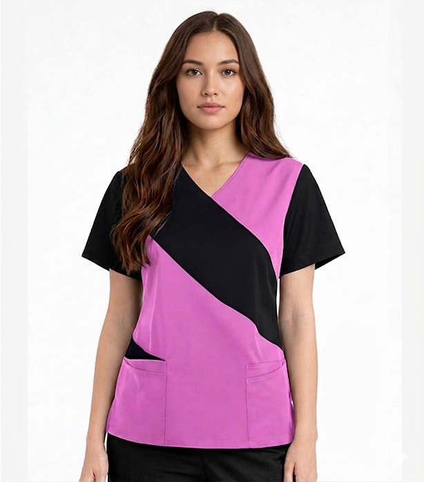 Poplin Cut N Sew style v-neck style 5 pocket top half sleeve