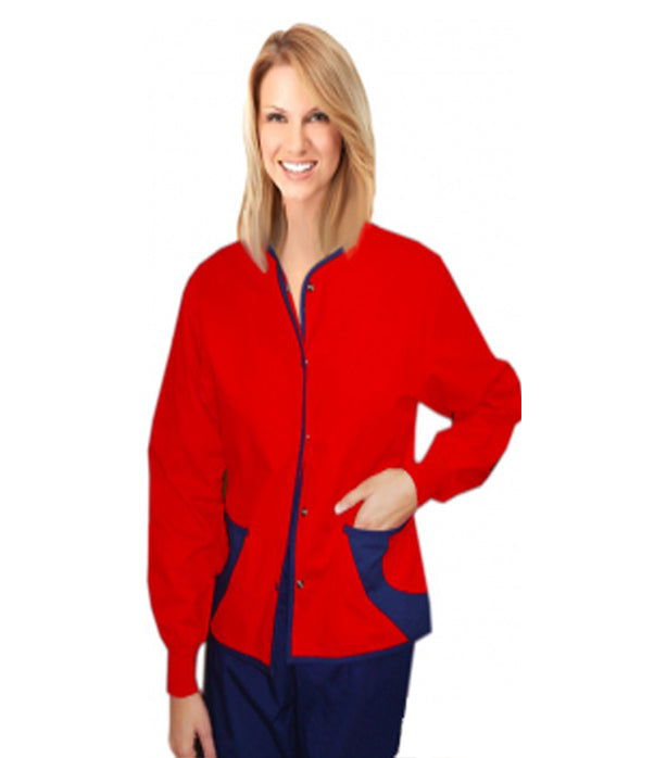 Microfiber Jacket 2 pocket ladies hip flip full sleeve short length style jacket with rib Snap Button