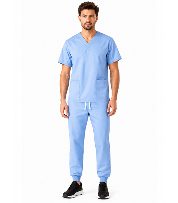 Poplin Unisex Jogger Scrub Set - 4 Pockets, Half Sleeves (2-Pocket Top & 2-Pocket Jogger Pant)