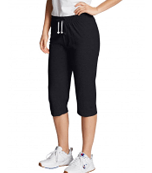 Poplin Women Capri without Pocket elasticated twill drawstring (white) Inseam 23 Inches