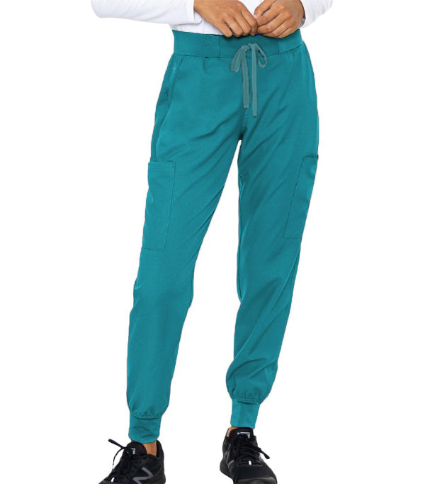 Poplin Unisex Jogger Scrub Pant -6 Pockets (2 Side Pockets, 2 Cargo Pockets with Cell Phone Pocket & 1 Back Pocket), Half Elastic Waistband