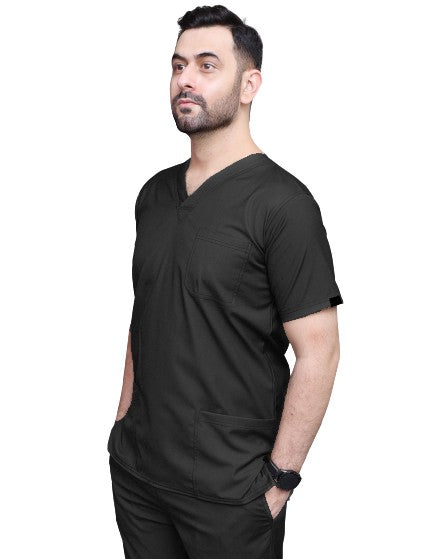 Stretchable Double Stitch Scrub Set 6 Pockets Solid Unisex Half Sleeves (3 Pockets Top, 3 Pockets Pant