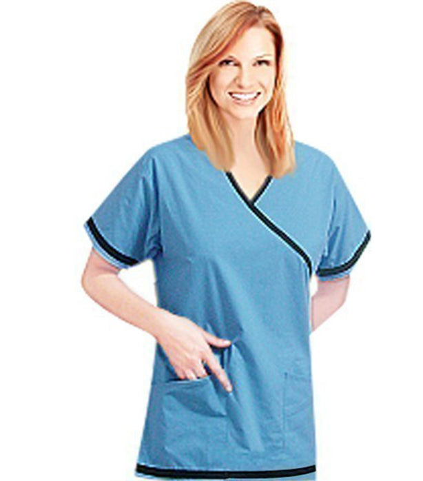 Stretchable Crossover top half sleeve with boder contrast piping