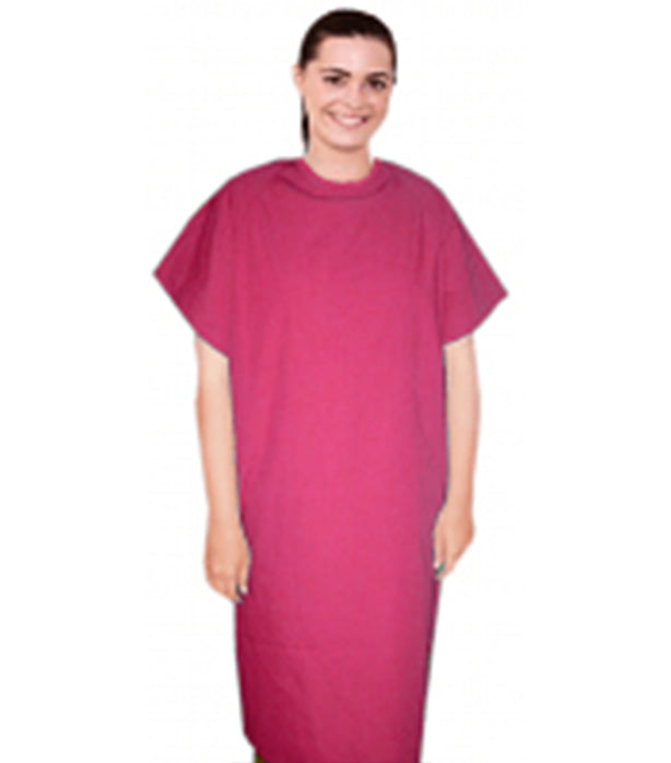 New Microfiber patient gown back open half sleeve with matching piping ,tie-able OR Velcro(+0.5) Sizes XS-9X (100% Polyester)
