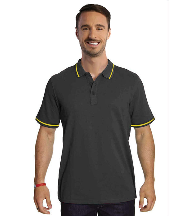 Unisex Solid Polo Contrast Trim T-Shirt Half Sleeves with Button closure