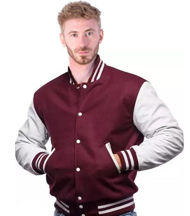 Unisex Baseball Varsity Coat Style Jacket for Men 2 Pockets Full Sleeves with Rib