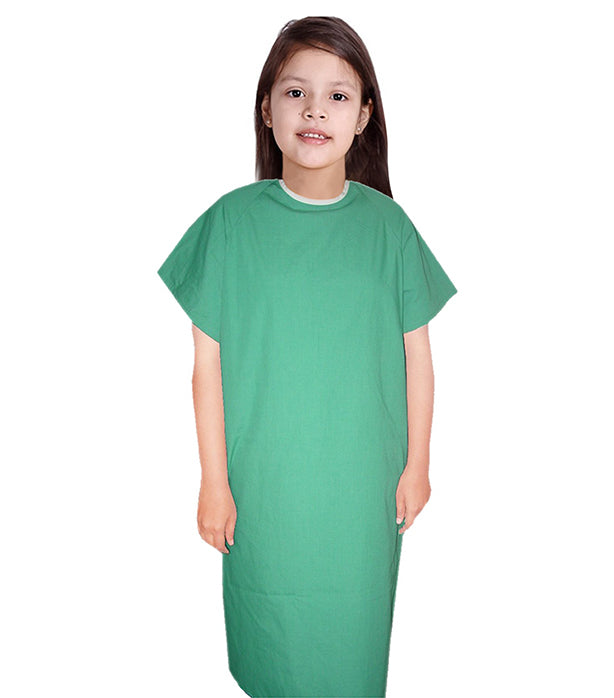 Children Patient Gown Half Sleeves with Matching piping Back Open, Tie-able from Two Points