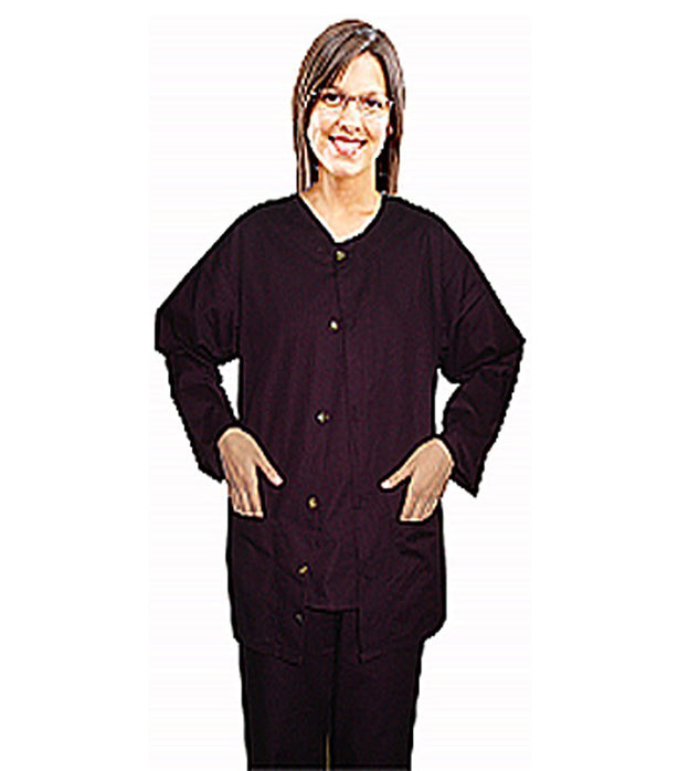 Poplin Scrub Jacket 2 pocket solid unisex full sleeve Snap Button without rib
