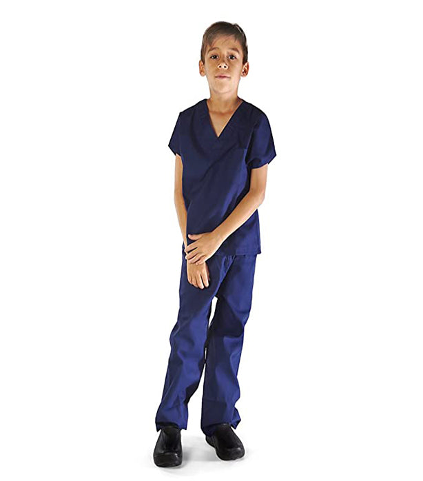 Poplin Children's scrub set 4 pocket half sleeve (top 3 pocket with bottom 1 pocket)