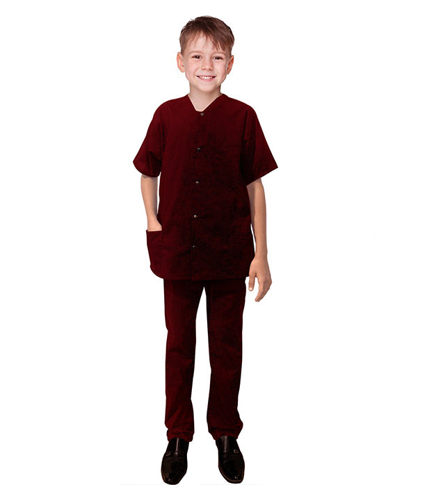 Children / Kids Scrub Jacket Set 4 Pockets Half Sleeves With Snap Buttons (Jacket with 3 pockets & Pant with 1 back Pocket)